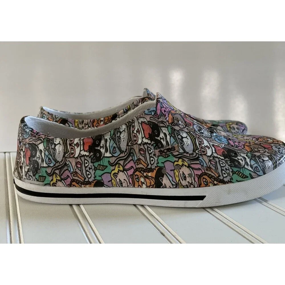 Skechers BOBS Aquamenace Cat Print Shoes Women Sz 9 Slip On EVA Foam Rubber Flat - Picture 2 of 13